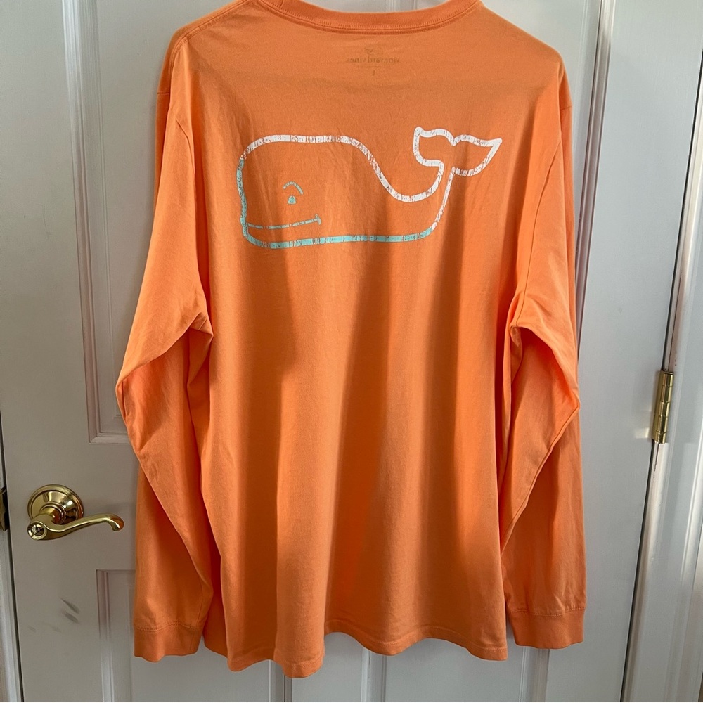 EUC Mens VINEYARD VINES Long Sleeve Pocket Whale Tee 100% Cotton Size Large